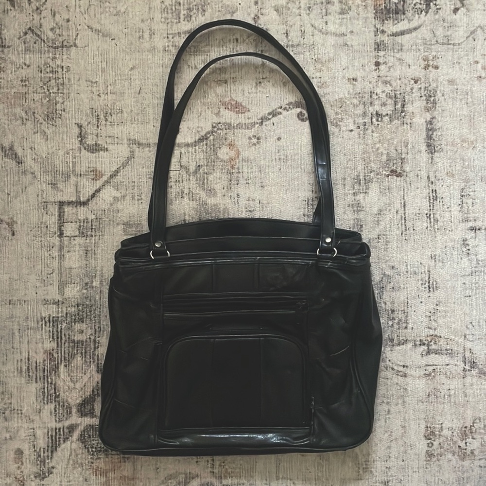 Black Faux Leather Mini Tote